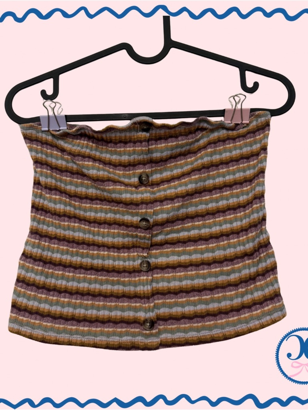 American Eagle Outfitters Striped Ribbed Tube Top in Purple, Yellow, Green